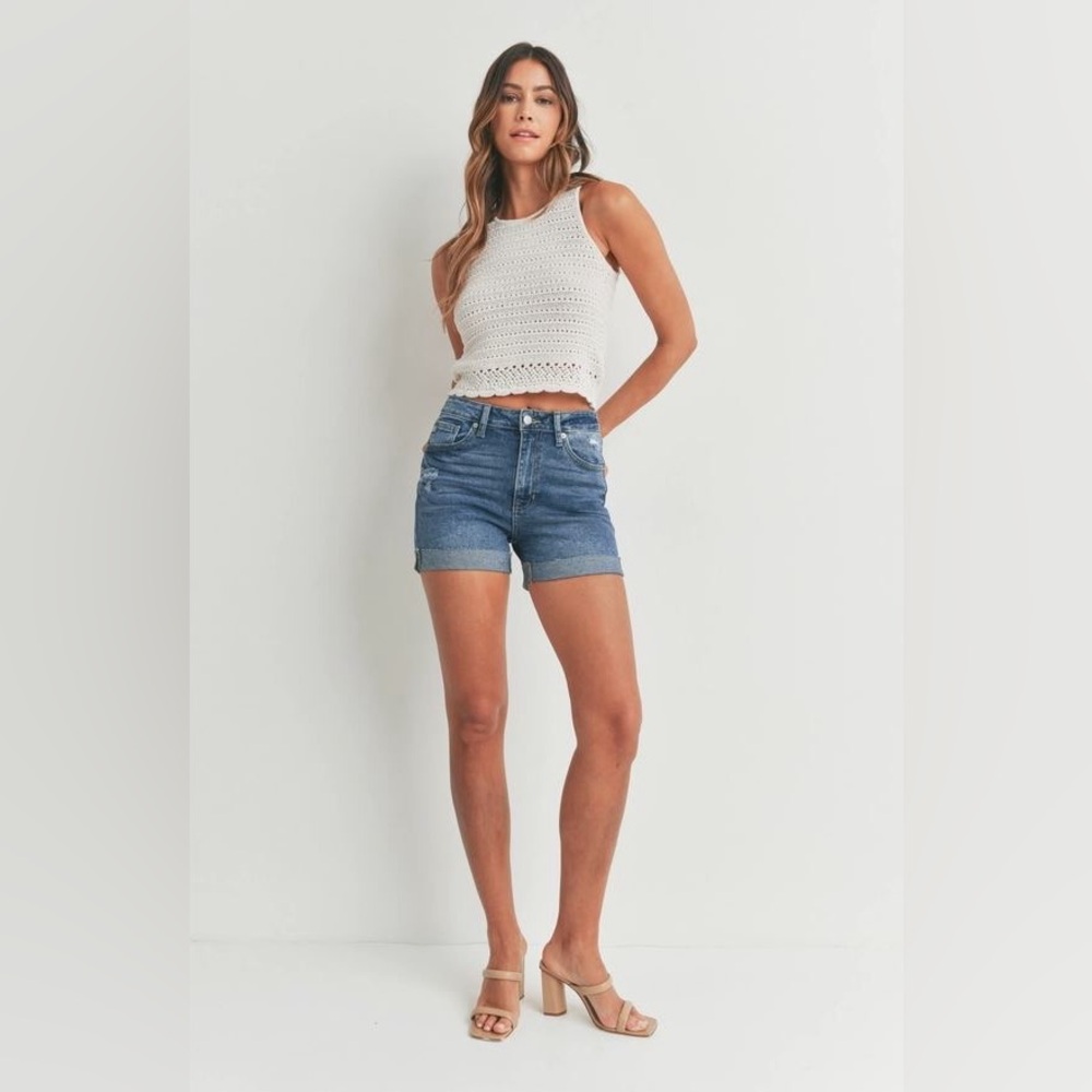 Just USA Blue Denim Distressed Women's Shorts